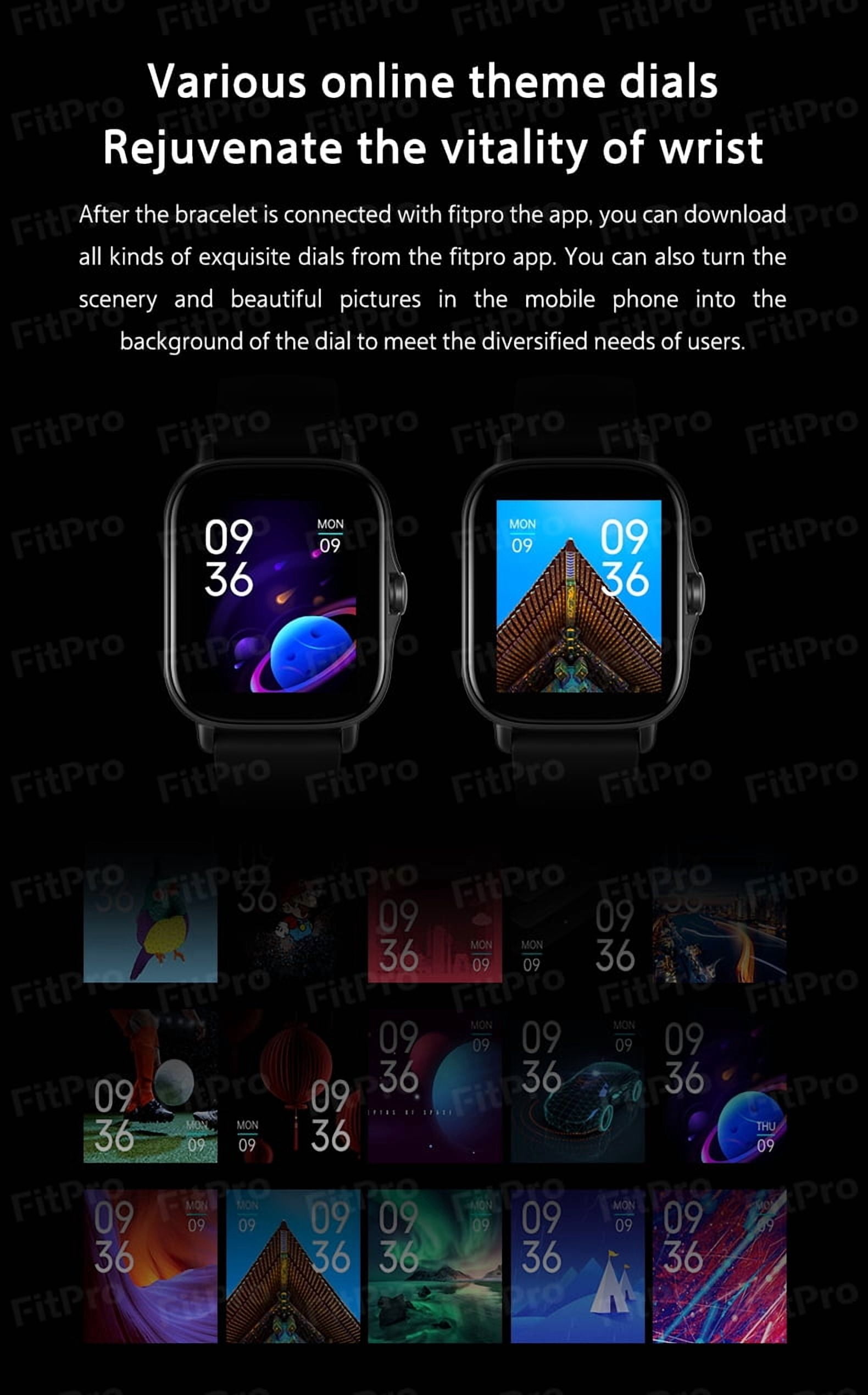 The Avoben smart fitness watch features a heart rate monitor, a 1.85-inch touchscreen, an activity tracker, a weather display, and a pedometer. It's a unisex smartwatch (silver). - Image 3