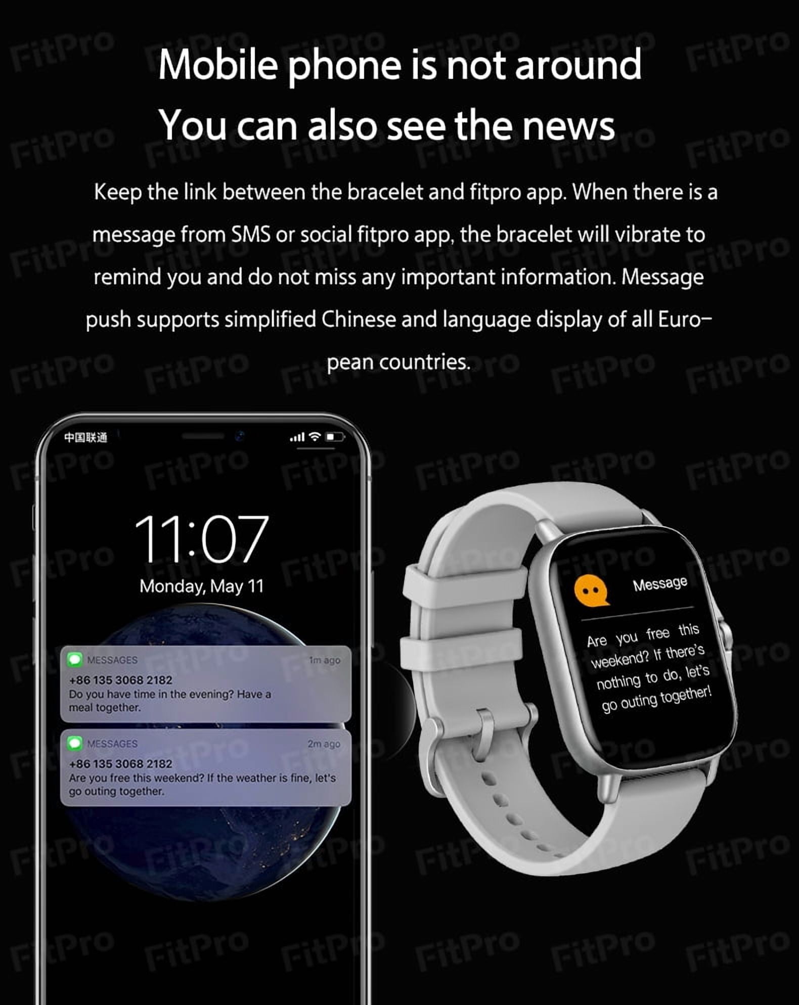 The Avoben smart fitness watch features a heart rate monitor, a 1.85-inch touchscreen, an activity tracker, a weather display, and a pedometer. It's a unisex smartwatch (silver). - Image 4