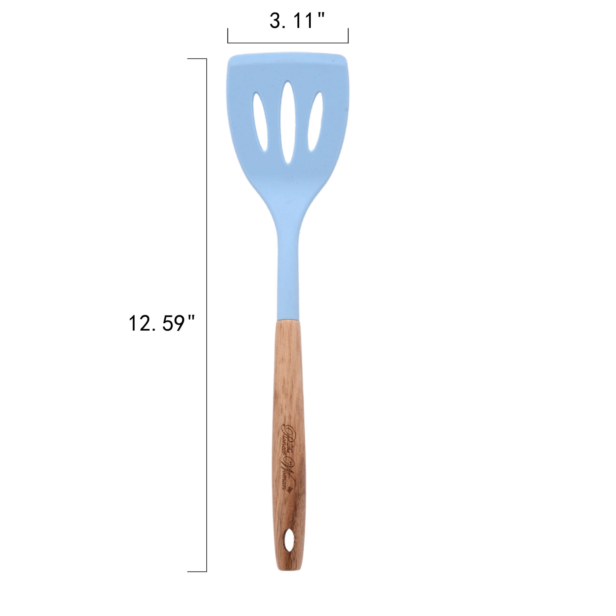 The Pioneer Woman 10-Piece Silicone and Acacia Wood Handle Cooking Utensils Set, Blue - Image 2