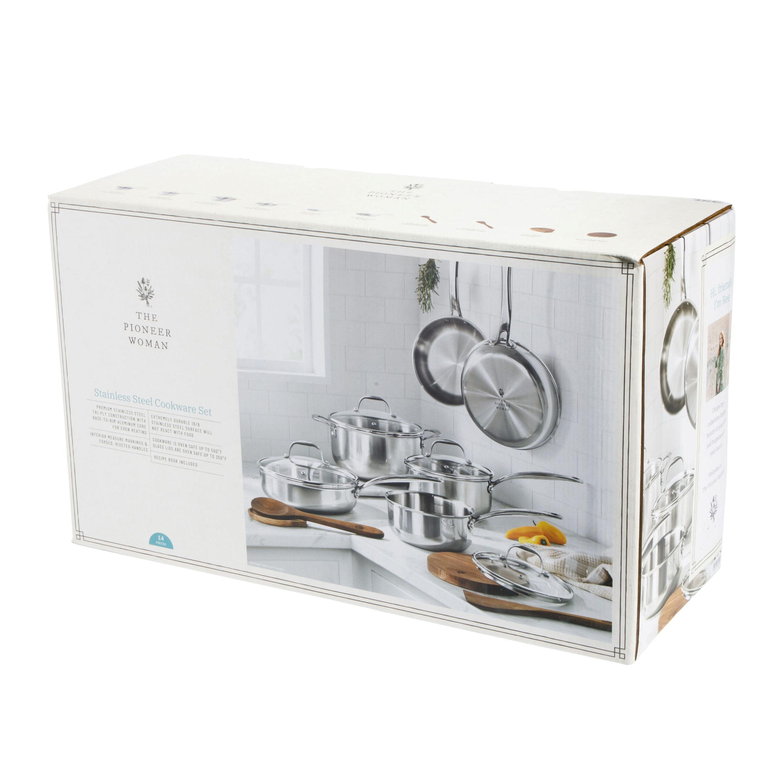 The Pioneer Woman 14-Piece Stainless Steel Cookware Set, Cooking Pots and Pans Set with Kitchen Utensils - Image 3