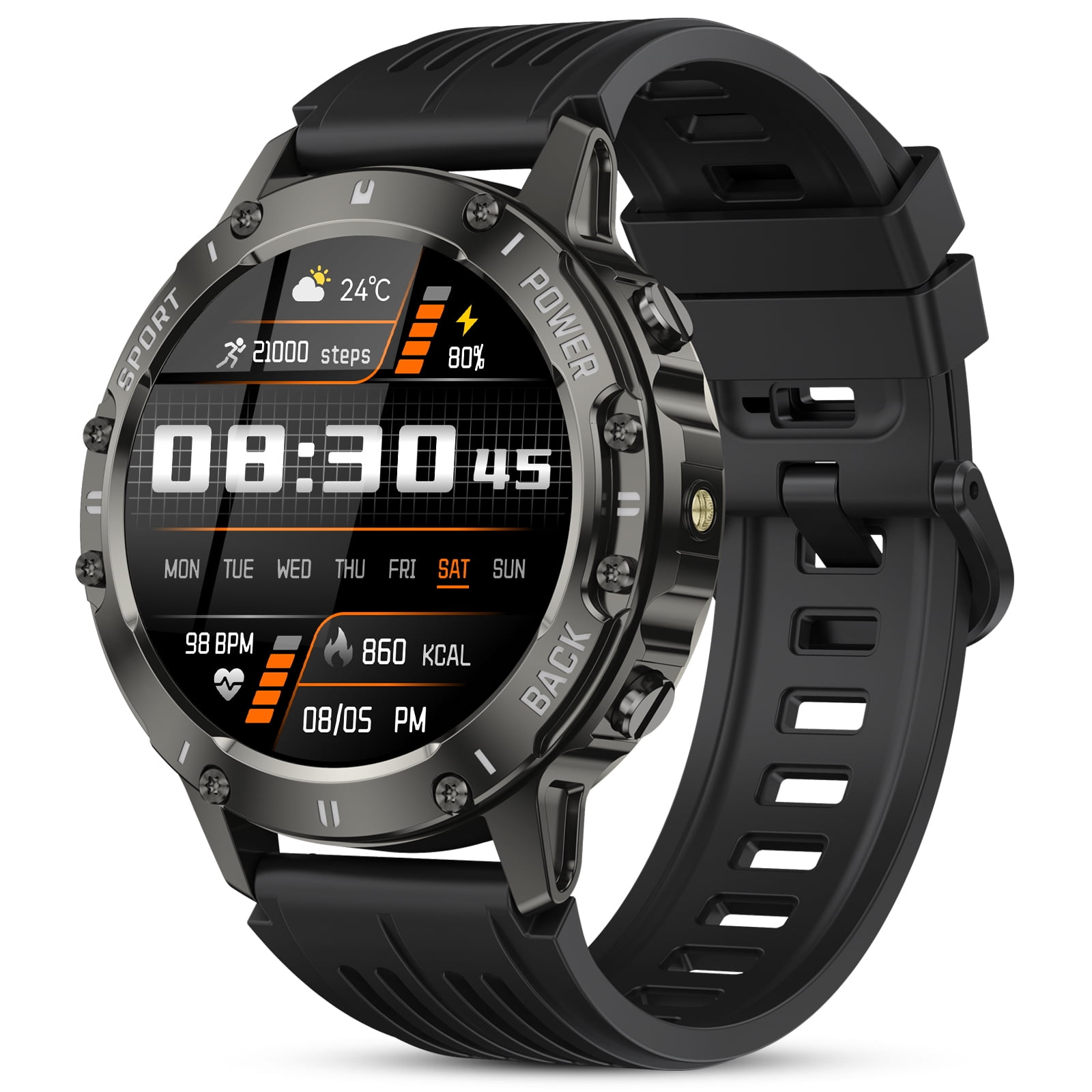Tikland Smart Watch for Men Answer/Make Call for Android iPhone, 1.39" AMOLED HD Screen Mens Luxury Watch 114 Sports Modes, 400mAh Rugged Smartwatch Pedometer - Image 4