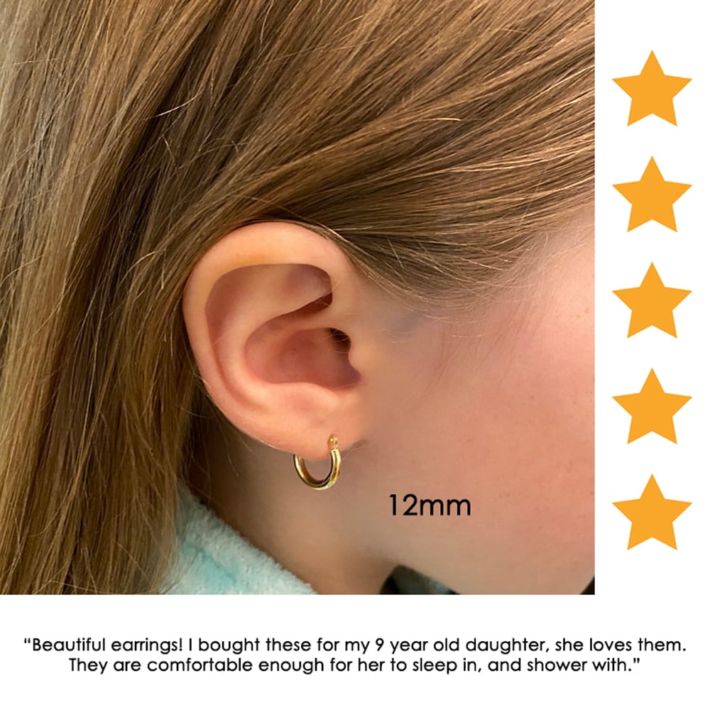 Tilo Jewelry 10K Yellow Gold Classic Polished Round Gold Hoop Earrings (12mm) for Women & Unisex - Image 2