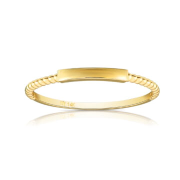 Tilo Jewelry 14K Yellow Gold Dainty Bar Style Beaded Band Ring | Size 5 | Minimalist Everyday Ring | Women & Unisex