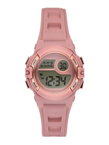 Time and Tru Ladies' Digital Sport Watch, Dusty Rose Round Case, Rose Gold Tone Bezel and Dusty Rose Plastic Strap (FMDOTT108)