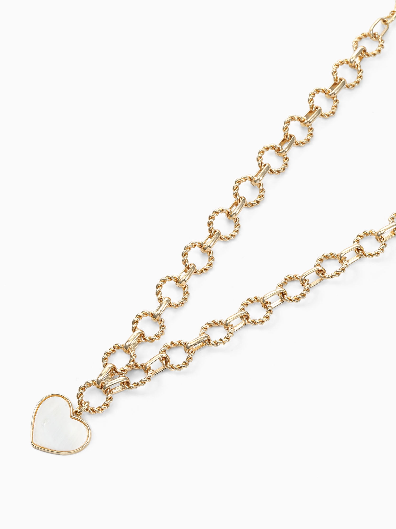 Time and Tru Women's Gold Tone Mother of Pearl Heart Statement Necklace - Image 4