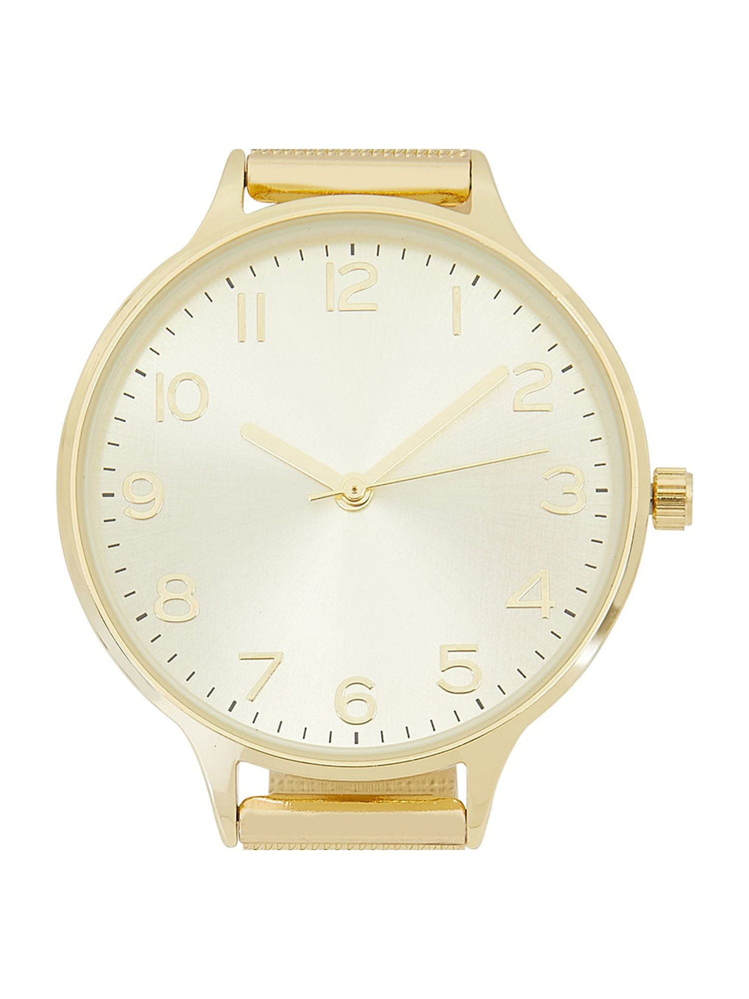 Time and Tru Women's Gold Tone Round Watch with Mesh Bracelet Strap - Image 2