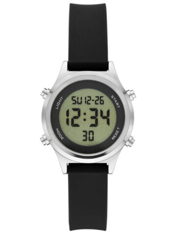 Time and Tru Women's Silver Tone Digital Watch with Silicone Strap (FMDOTT090)
