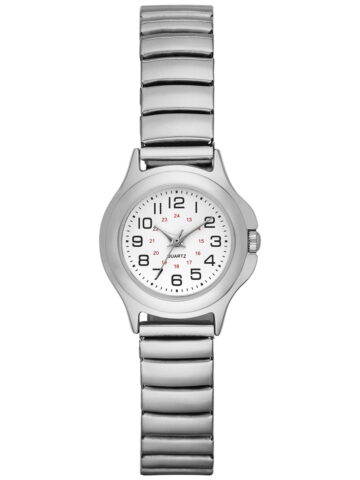 Time & Tru Women's Wristwatch: Silver Tone Case, Easy Read Dial, Expansion Band (FMDOTT004)