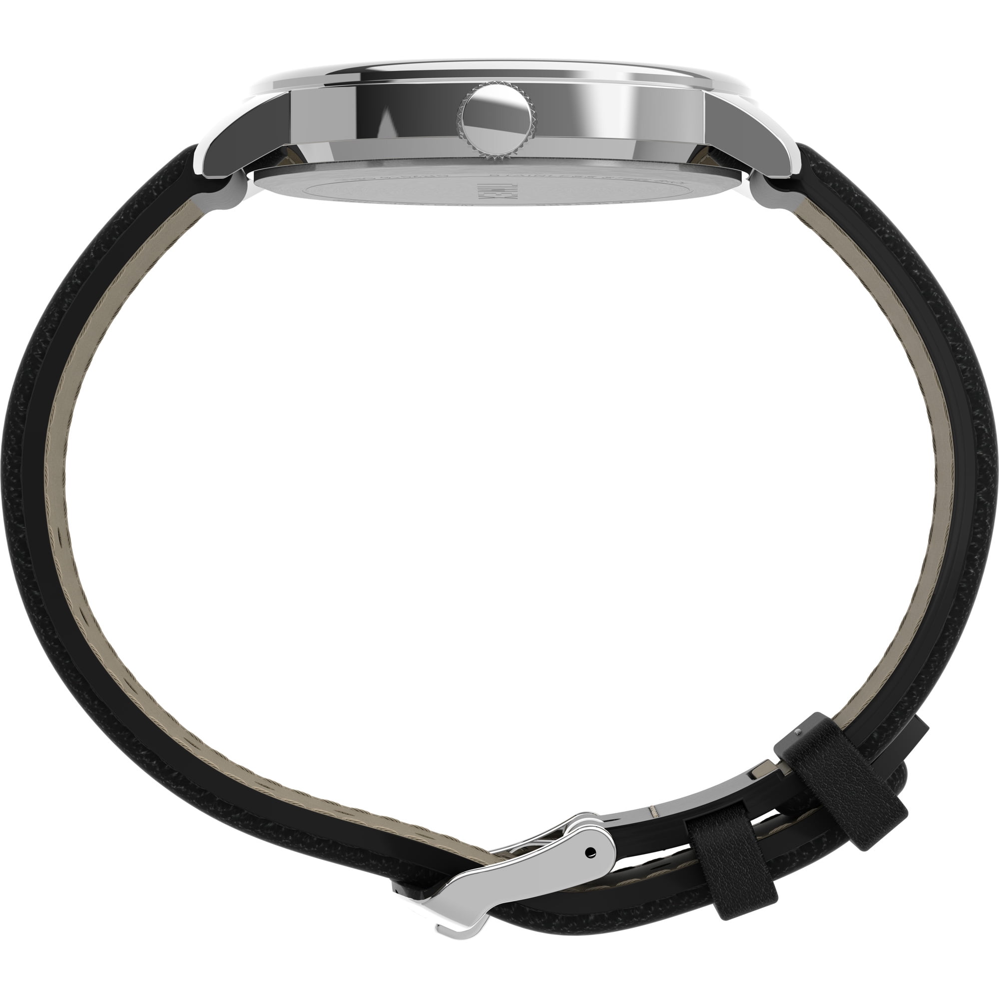 Timex Men's Easy Reader Bold 43mm Watch – Silver-Tone Case Black Dial with Black Leather Strap - Image 3