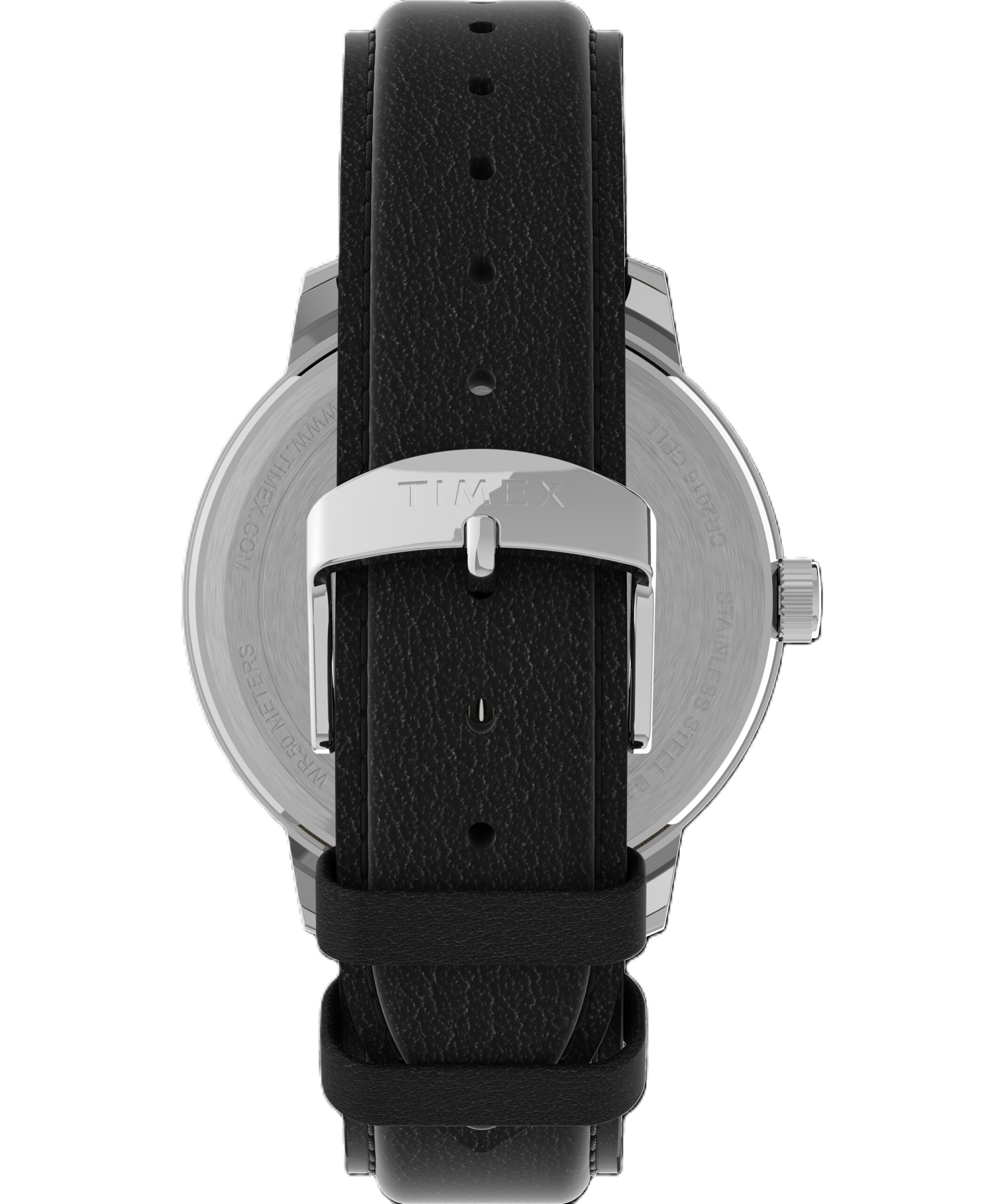 Timex Men's Easy Reader Bold 43mm Watch – Silver-Tone Case Black Dial with Black Leather Strap - Image 4