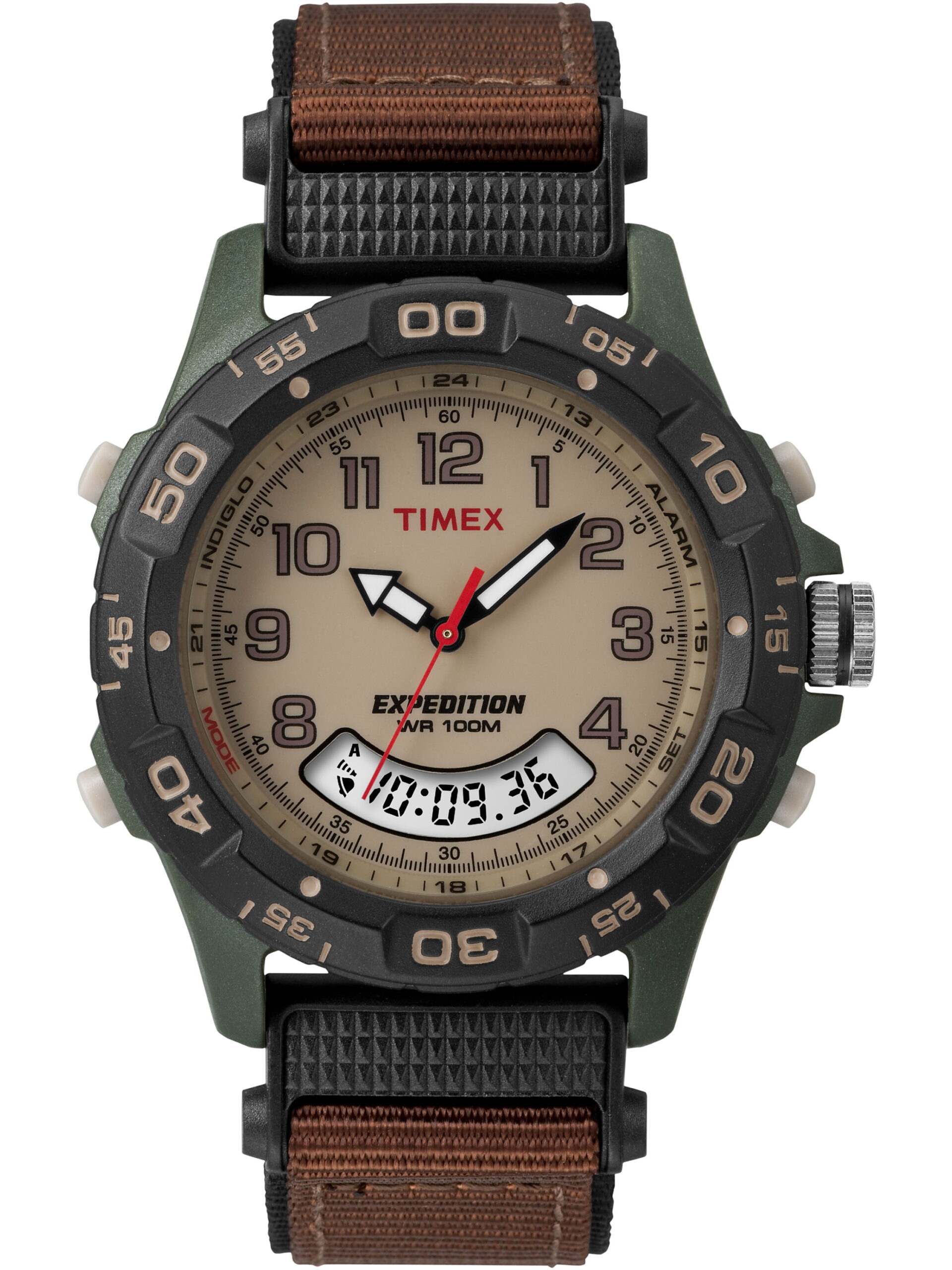 Timex Men's Expedition Combo Watch, Brown Nylon Strap