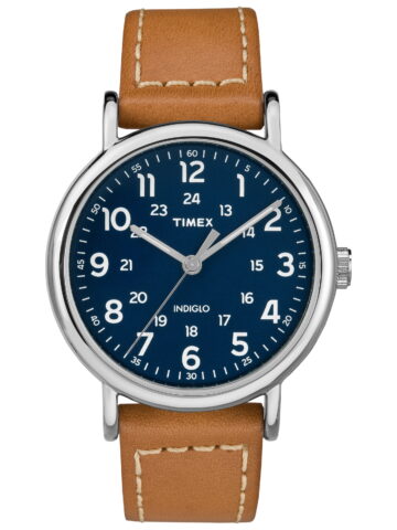 Timex Men's Weekender 40 Brown/Blue Watch, Leather Strap