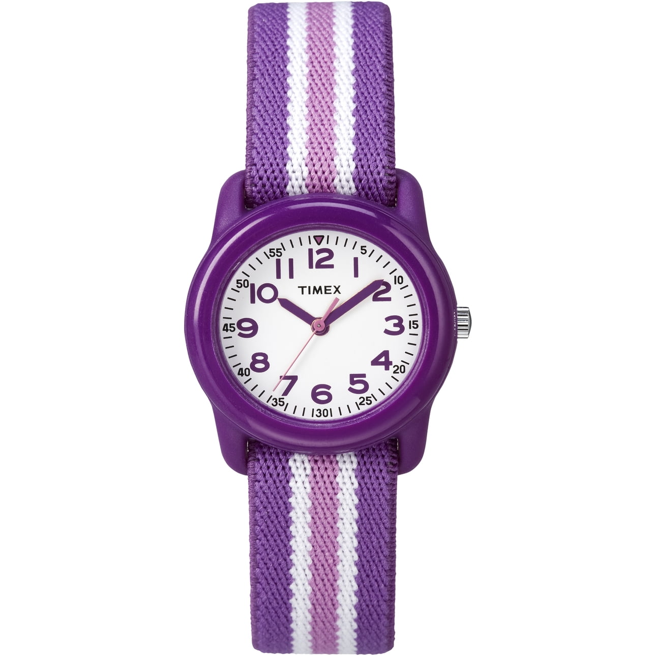 TIMEX TIME MACHINES® 29mm Purple Stripe Elastic Fabric Kids Watch