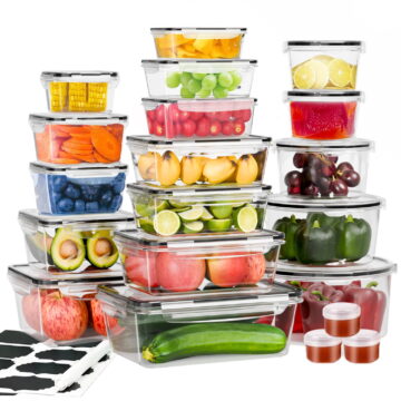TINANA Food Storage Containers with Airtight Lids: 44 PCS Large Kitchen Storage Containers for Pantry Organizers and Storage, BPA-Free Meal Prep Container with Labels & Marker