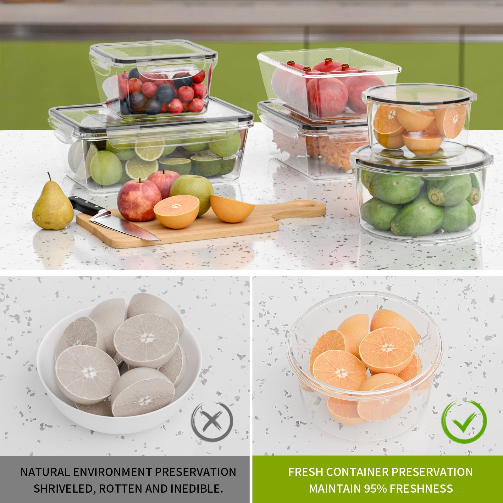 TINANA Food Storage Containers with Airtight Lids: 44 PCS Large Kitchen Storage Containers for Pantry Organizers and Storage, BPA-Free Meal Prep Container with Labels & Marker - Image 4