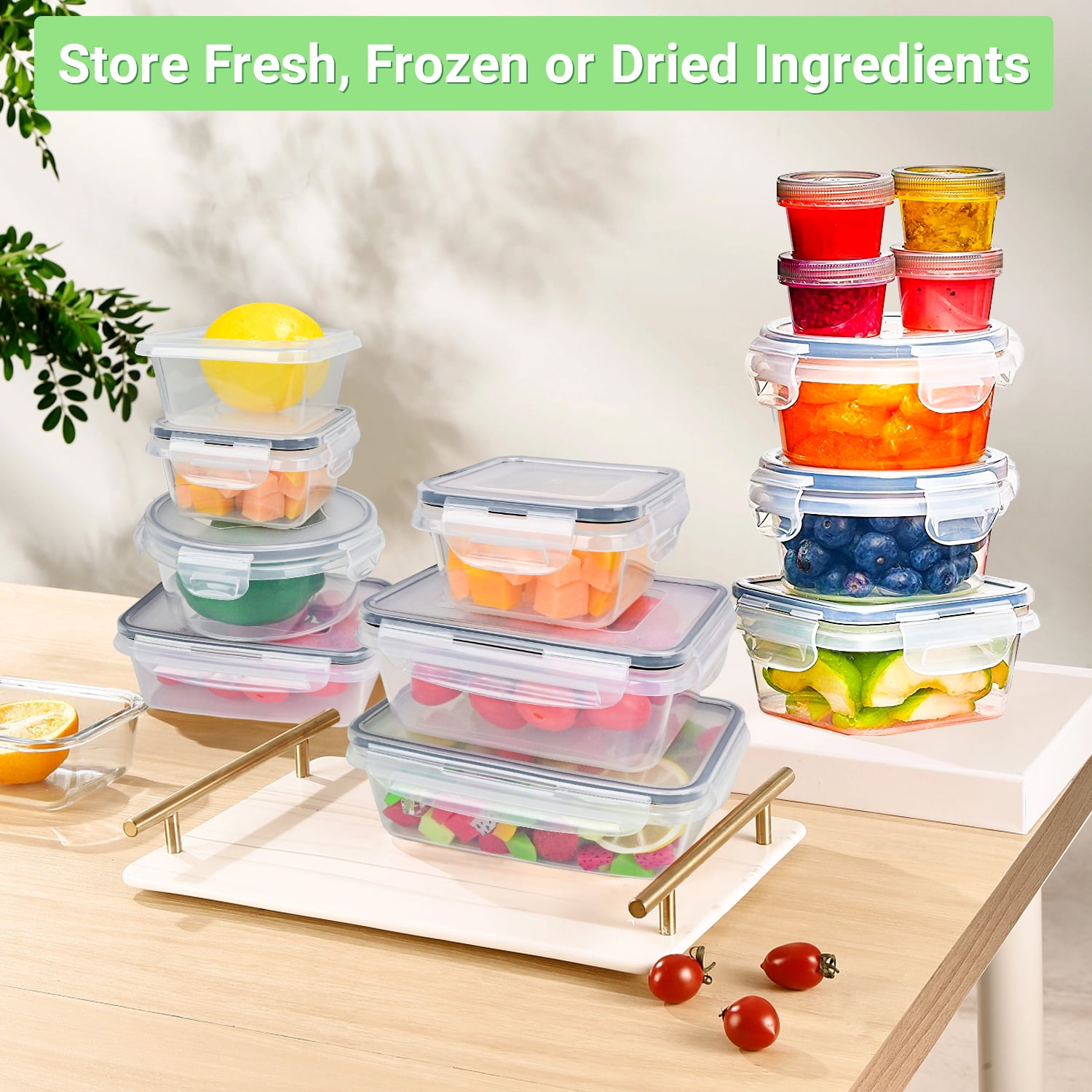 TINANA Food Storage Containers with Airtight Lids: 52 PCS Kitchen Storage Containers for Pantry Organizers and Storage, BPA-Free Meal Prep Container with Labels & Marker - Image 5