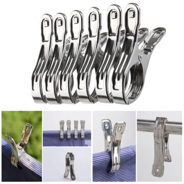 Tineasur 6pcs Travel Towel Clips Stainless Steel Windproof Holding Clothes for Travelers