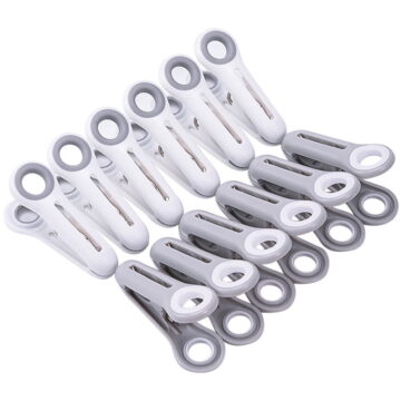 Tineasur Windproof Clothes Clips Assorted Colors Pet Soft Rubber Plastic Steel for Home Use 12Pcs