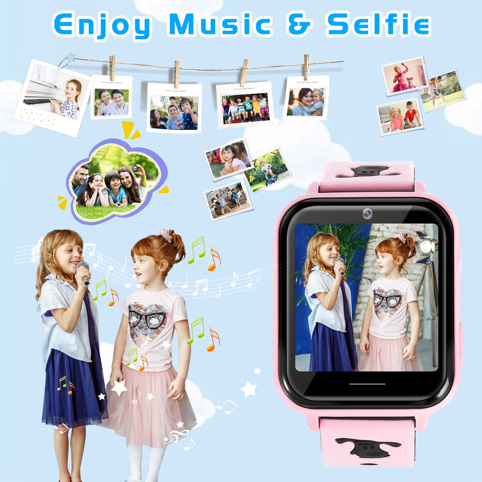 Topchances Kids Smart Watch for Boys Girls – Smartwatch with Call 10 Games Music Player Camera SOS Alarm Clock Calculator Touch Screen Children Boys Girls Birthday Gifts for Age 4-12, Pink - Image 3