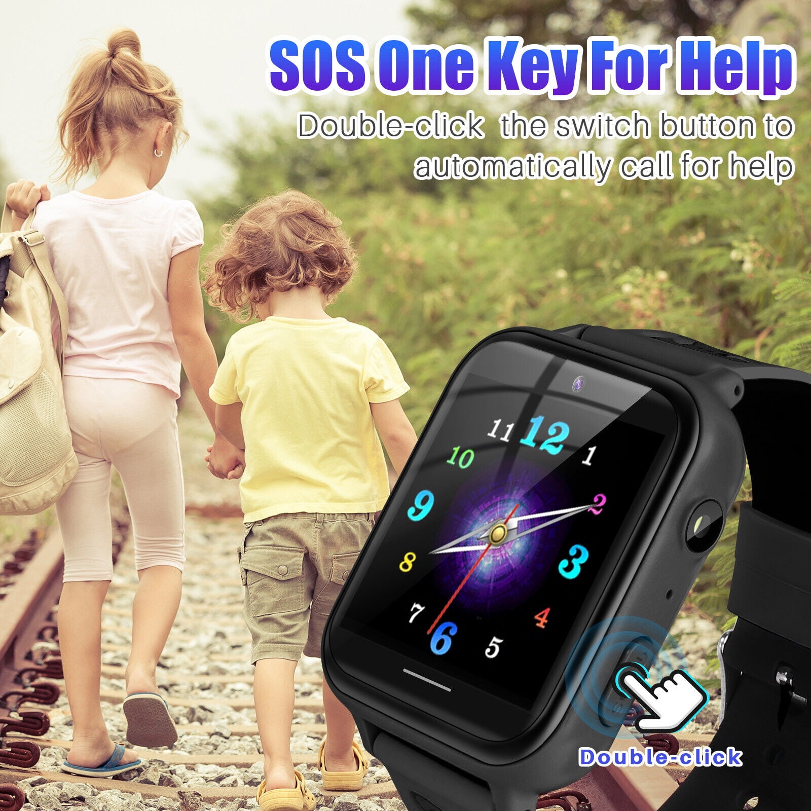 TOPCHANCES Smart Watch for Kids, Kids Smartwatch with Two-way Call 10 Games Camera Music Player SOS, Birthday Educational Gift for Age 3-14 Boys Girls, Black - Image 5