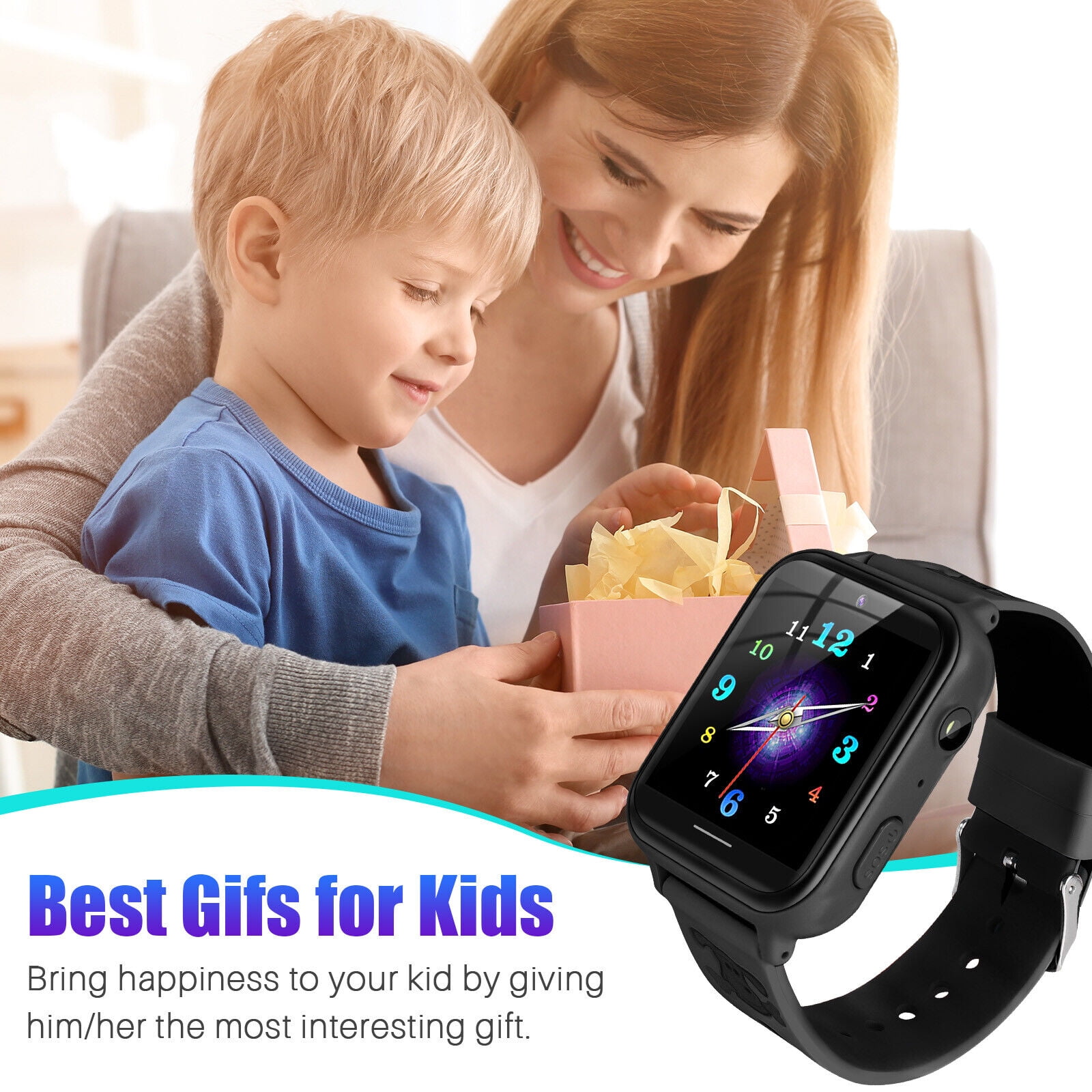 TOPCHANCES Smart Watch for Kids, Kids Smartwatch with Two-way Call 10 Games Camera Music Player SOS, Birthday Educational Gift for Age 3-14 Boys Girls, Black - Image 4
