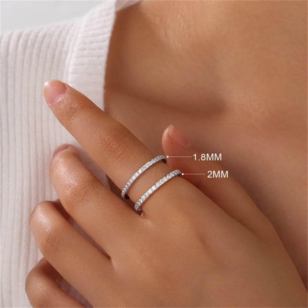 Turandoss Engagement Rings for Women S925 Sterling Silver 18K White Gold Plated Anniversary Bands Decorative Jewelry Moissanite Wedding Rings for Women Girlfriend - Image 5