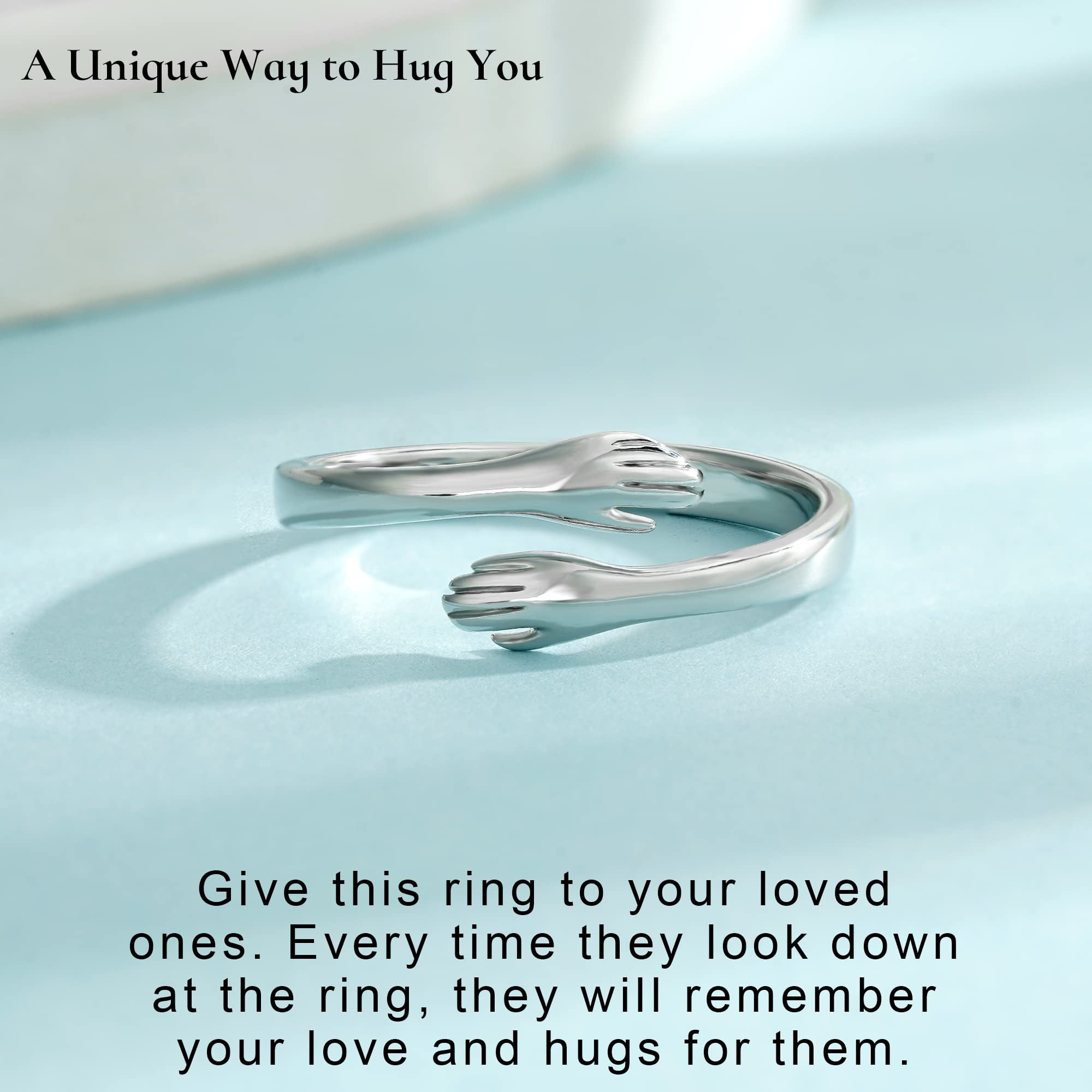 Turandoss S925 Sterling Silver Hug Ring for Teen Girls Kids Jewelry Inspirational Mothers Day Birthday Gifts for Teenage Daughters Granddaughter Niece Girls Ages 4-14 - Image 5