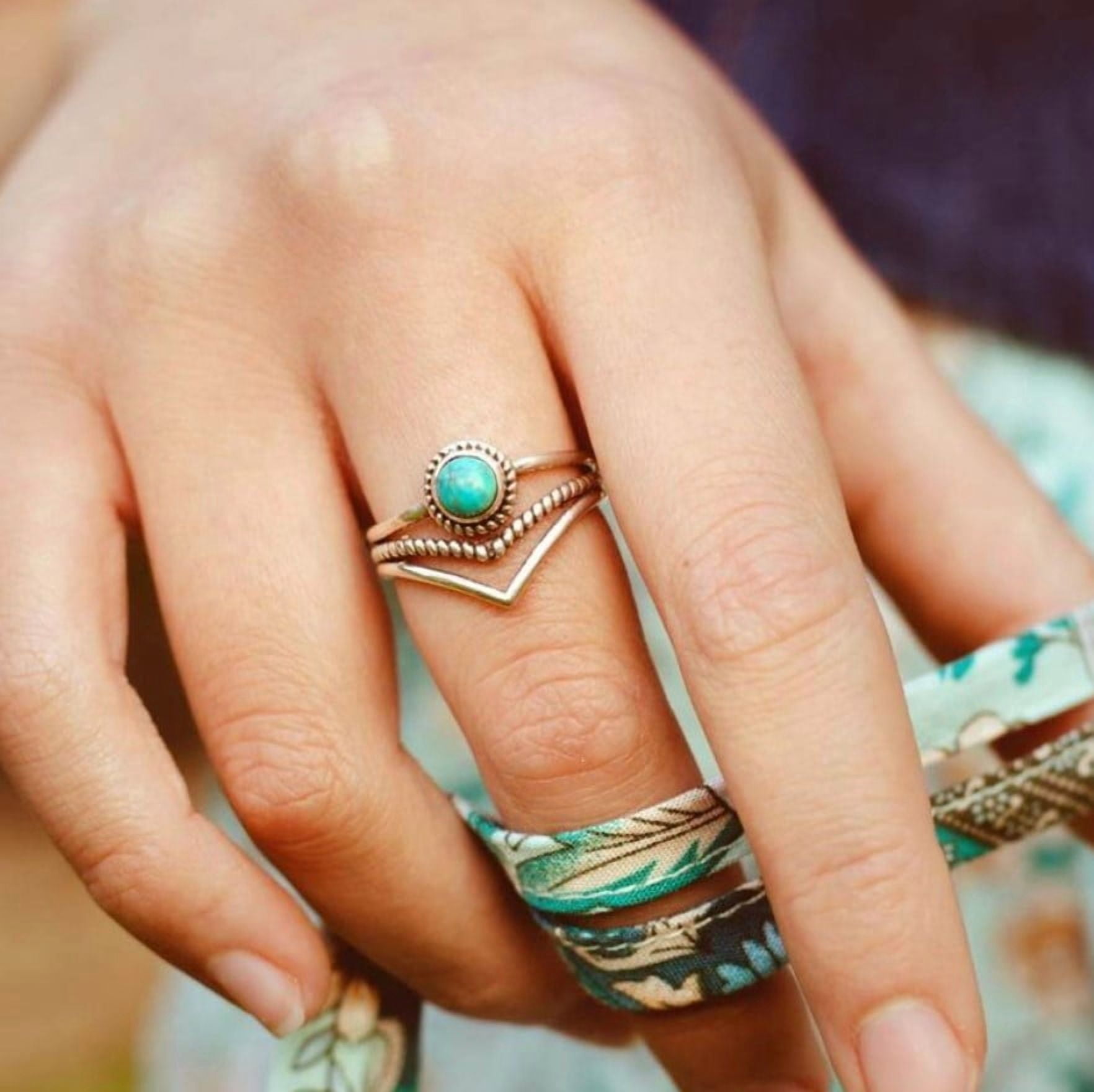 Turquoise Ring 925 Sterling Silver Handmade Jewelry Dainty Ring All size - Image 2