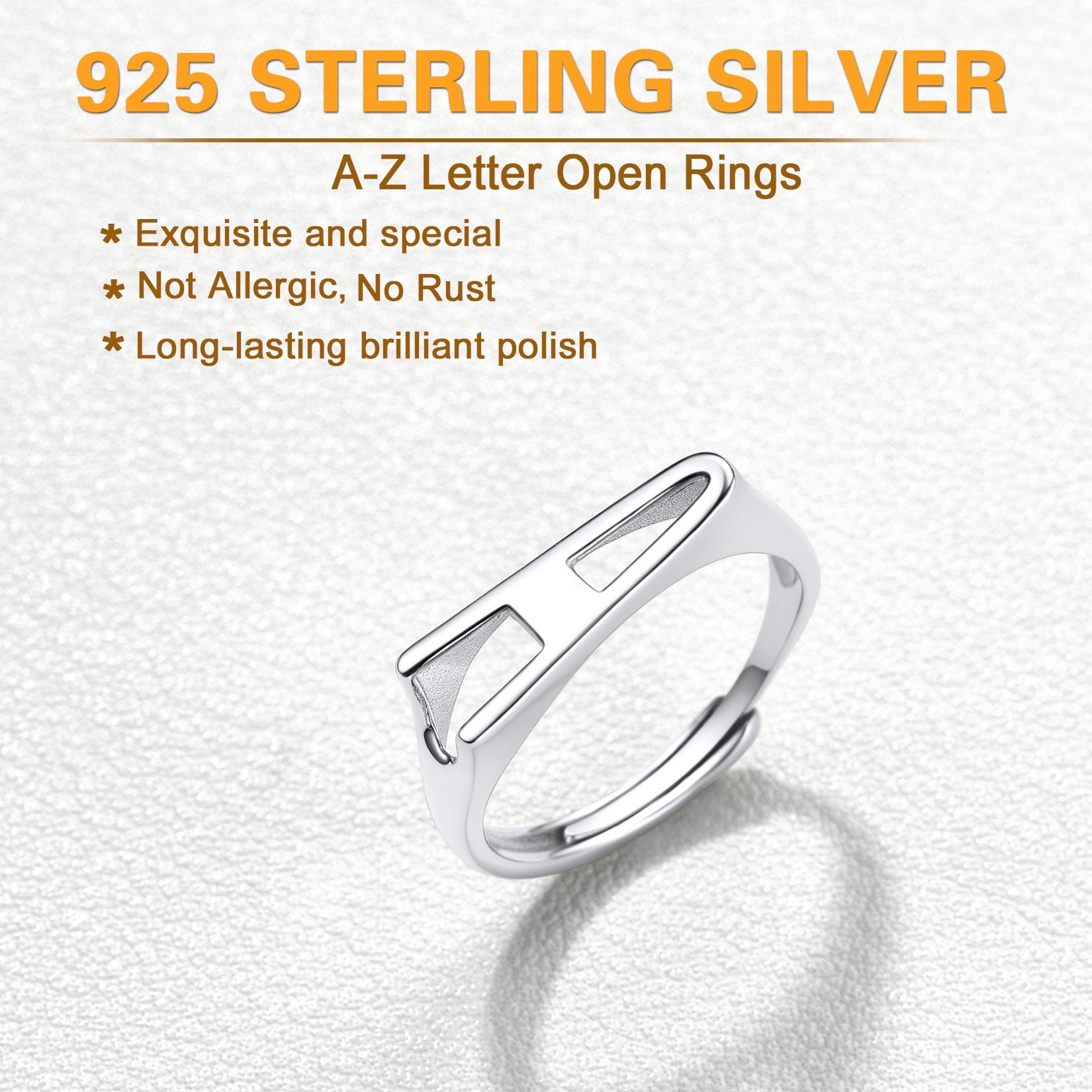 U7 Sterling Silver Women Ring with Initial A Minimalist Stackable Finger Rings Women's Jewelry Birthday Gift - Image 3