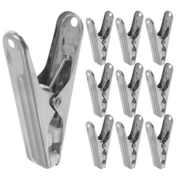 UPOUART Set of 10 Stainless Steel Metal Clothes Pins, Windproof Laundry Clips for Household Use and Outdoor Drying