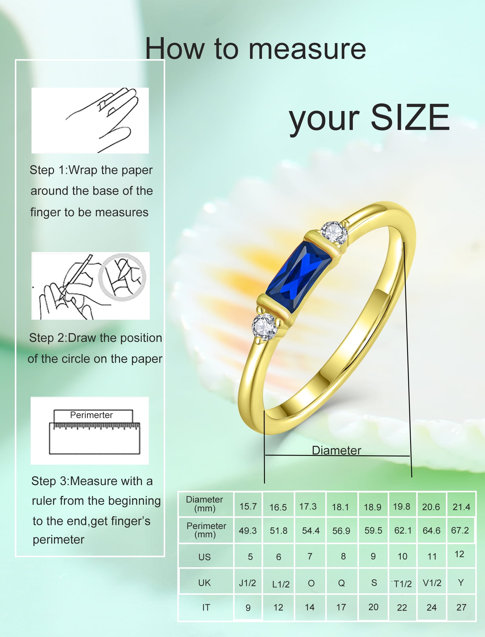 VESITIM Gold Stackable Rings for Women September Blue Sapphire Birthstone Promise Ring Dainty 18K Gold Plated Jewelry Gift for Mother Birthday Size 7 - Image 3