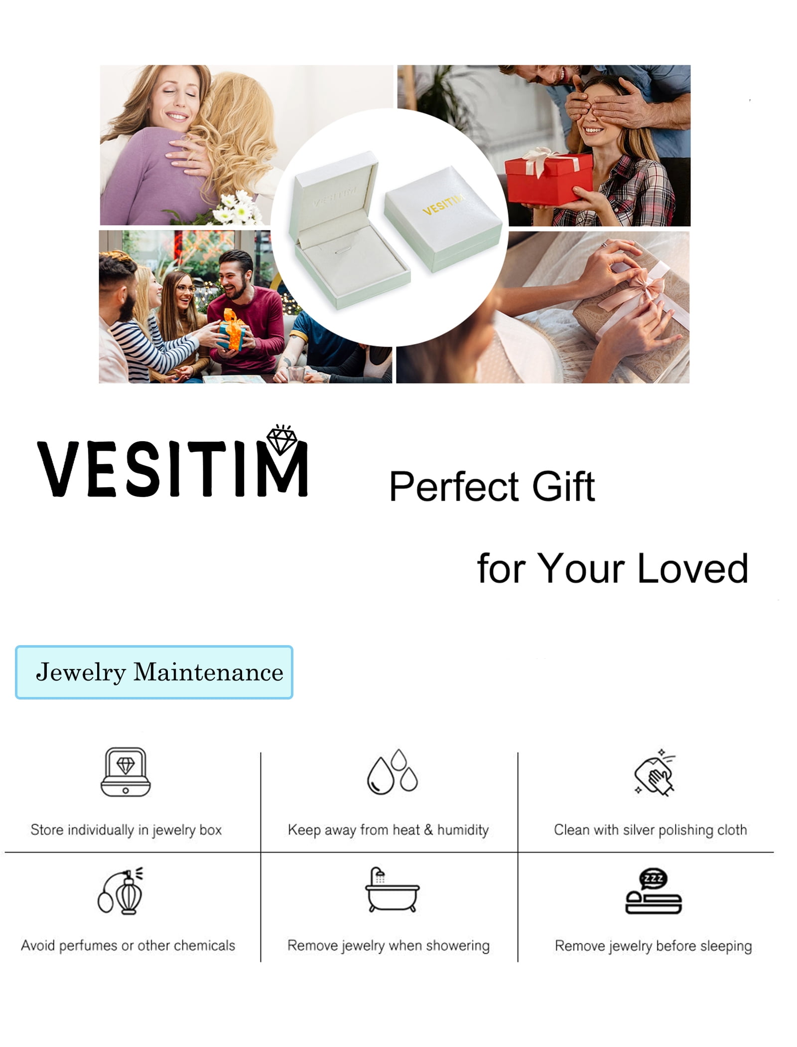 VESITIM Gold Stackable Rings for Women September Blue Sapphire Birthstone Promise Ring Dainty 18K Gold Plated Jewelry Gift for Mother Birthday Size 7 - Image 4