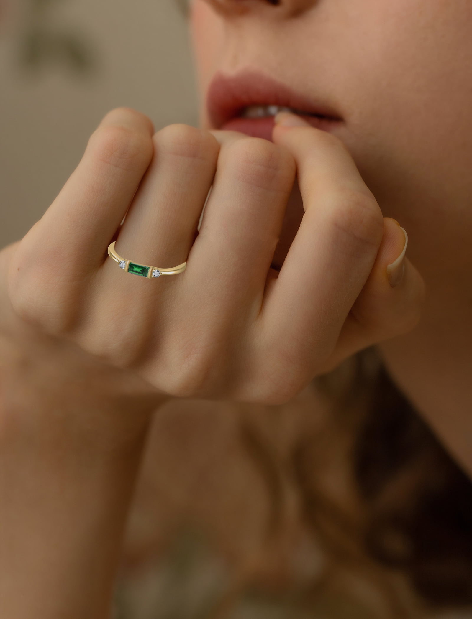 VESITIM Gold Stackable Rings for Women September Blue Sapphire Birthstone Promise Ring Dainty 18K Gold Plated Jewelry Gift for Mother Birthday Size 7 - Image 2