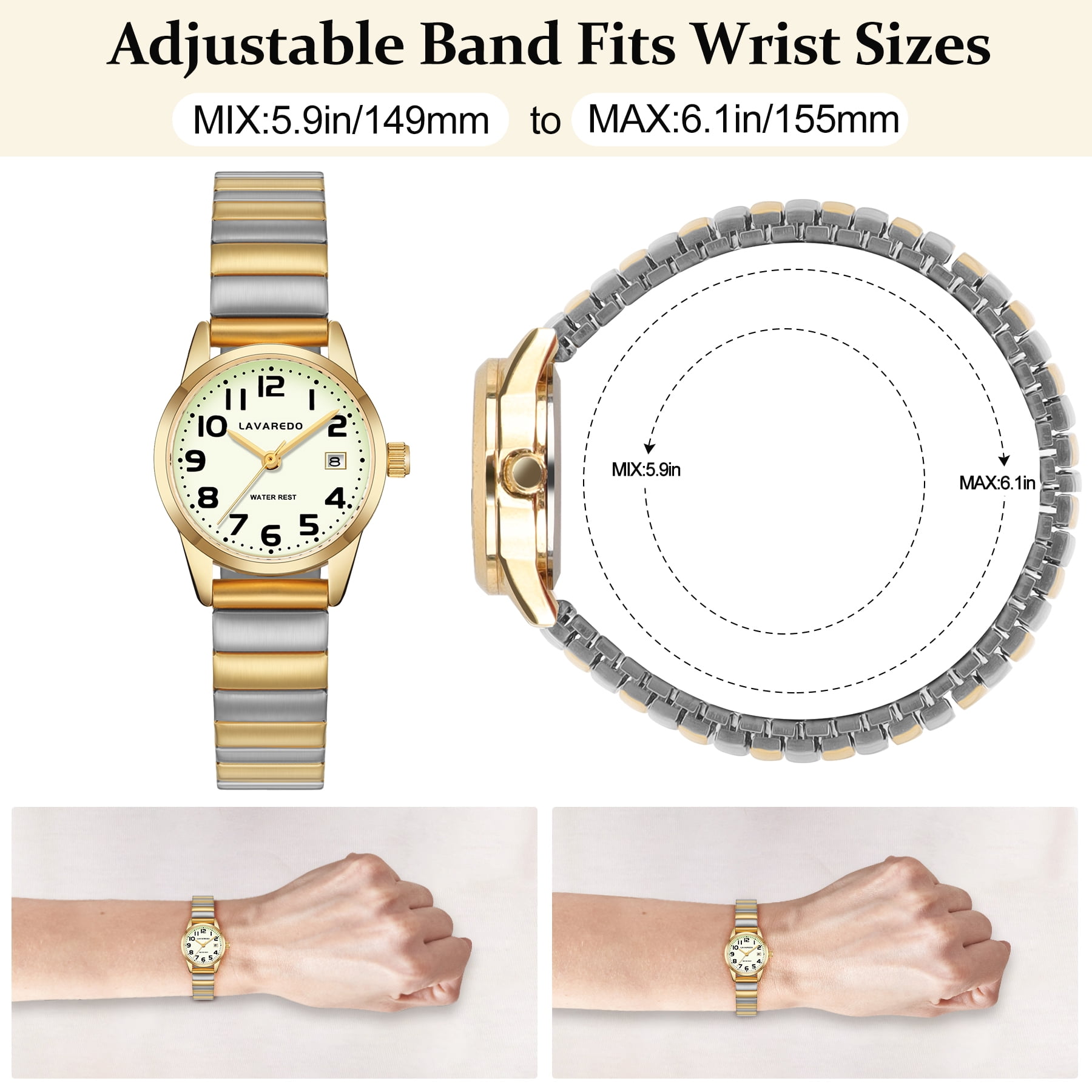 Watches for Women Easy Reader Analog Ladies Quartz Watches with Stainless Steel Expansion Band, Waterproof Watches Christmas Gift For Women -S Size - Image 2