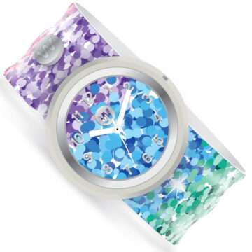 Watchitude: Slap Watch - Sassy Sequins - Rainbow, Kids Analog Watch, Water Resistance, 9" Silicone Slap Band, Interchangeable Face, Girls Boys, Age 5+