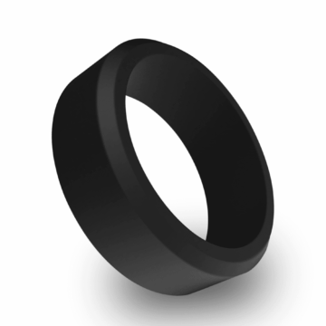 Wildfire Ring Beveled Silicone Ring for Men Women Wedding Band (Black, 7)