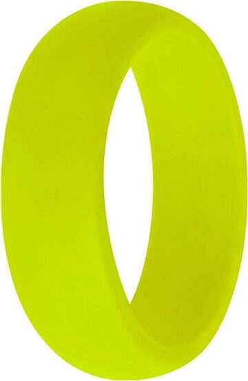 Wildfire Ring Neon Silicone Wedding Ring Engagement Ring, Silicone Rubber Wedding Bands for Men Women, Anniversary Idea for Couples (Yellow - Plain, 6)