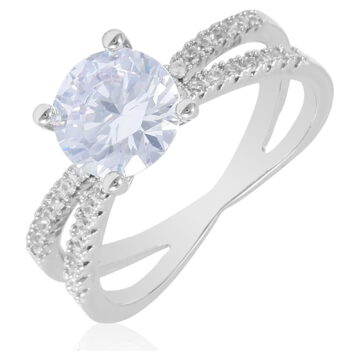 Women's Believe in Brilliance Fine Silver Plate AAA Cubic Zirconia Engagement Ring SZ 8.
