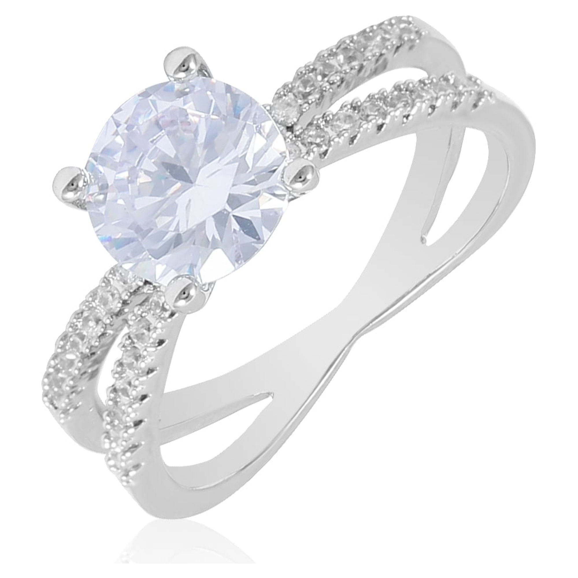 Women's Believe in Brilliance Fine Silver Plate AAA Cubic Zirconia Engagement Ring SZ 8.