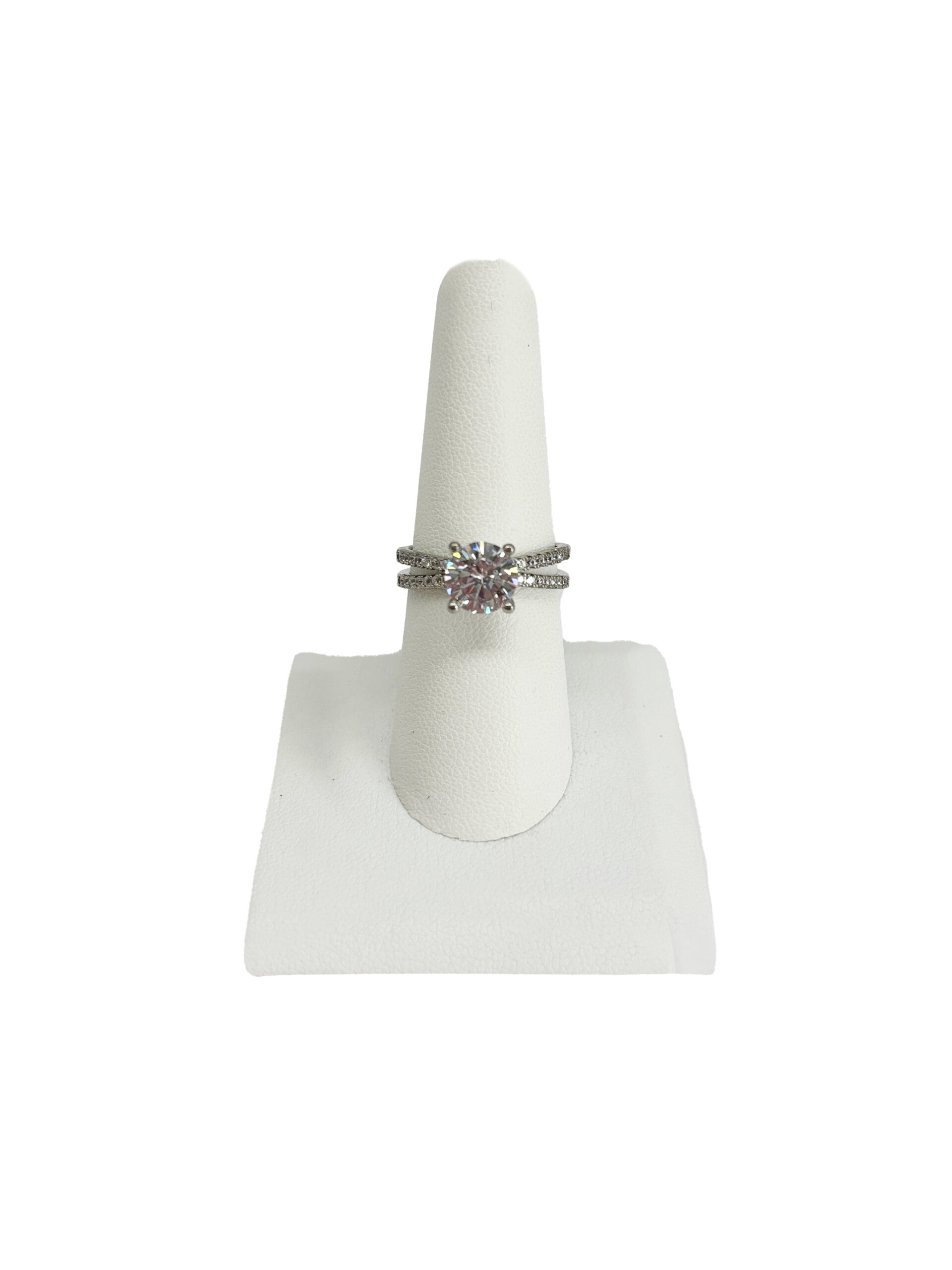 Women's Believe in Brilliance Fine Silver Plate AAA Cubic Zirconia Engagement Ring SZ 8. - Image 2