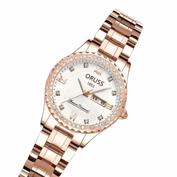 Women's Diamond Quartz Watch, Date Day Display, Luminous, Stainless Steel Band, Luxury Wristwatch
