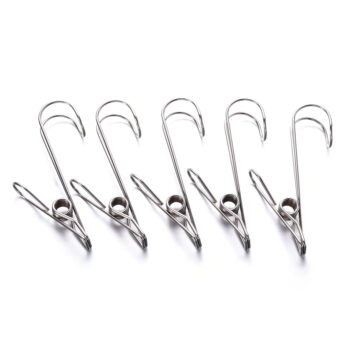 Mobutofu 10Pcs Stainless Steel Blanket Clamps Silver Multifunctional Metal Clips Windproof General Users