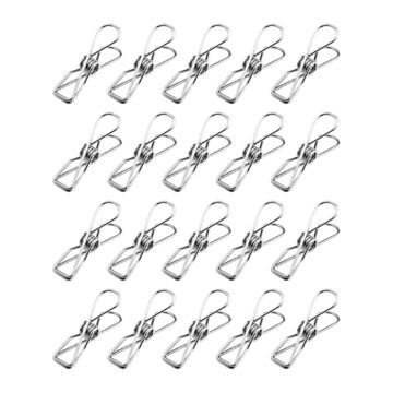 XKHBDL 20 Pack Stainless Steel Small Clothes Pins Durable Clothes Pegs Multi-Purpose Metal Wire Utility Clips for Laundry Home Kitchen Outdoor Travel Office