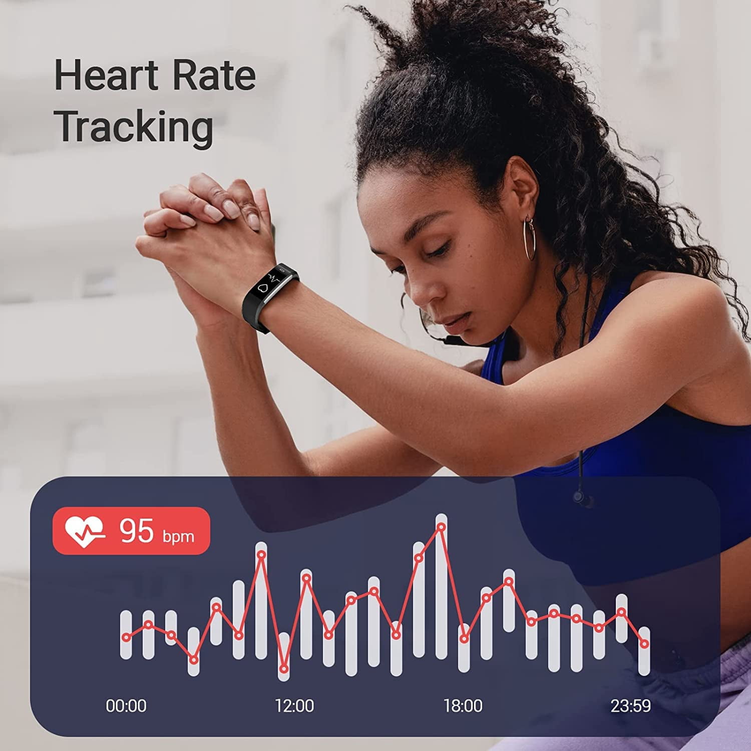 YUNOVA Waterproof Fitness Tracker with 24/7 Heart Rate & Sleep Monitor, 14 Sports Modes, Smart Notifications, USB Charging for Women Men - Image 2