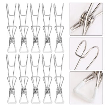 ifundom 10-Pack Stainless Steel Laundry Clips Clothes Pegs for Bathroom, Kitchen, Outdoor Hanging and Drying Use